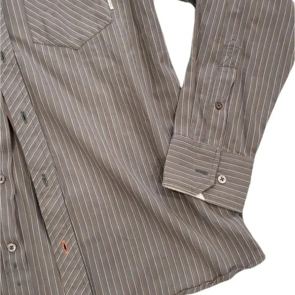Horny Toad Brown Striped Cotton Shirt M - Picture 2 of 3